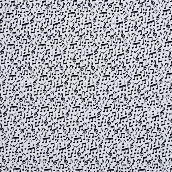 Baumwolldruck Noten Schwarz auf Weiß von Swafing